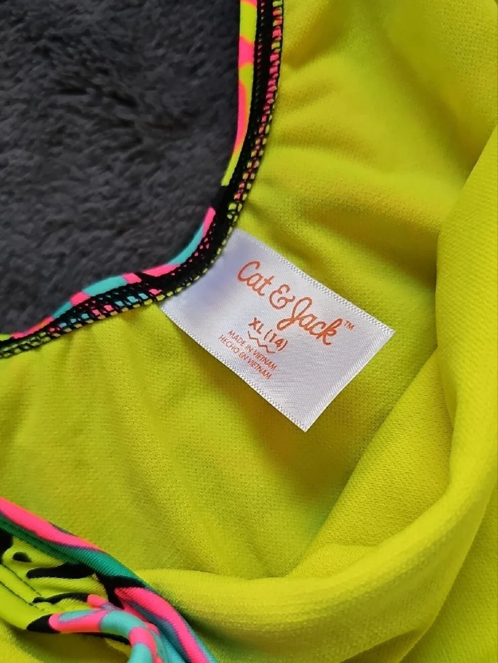 Cat & Jack Neon Tropical Leaf One-Piece Swimsuit